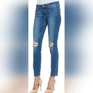 EC~Paige Verdugo Ankle Distressed Midrise Dark Blue Jeans